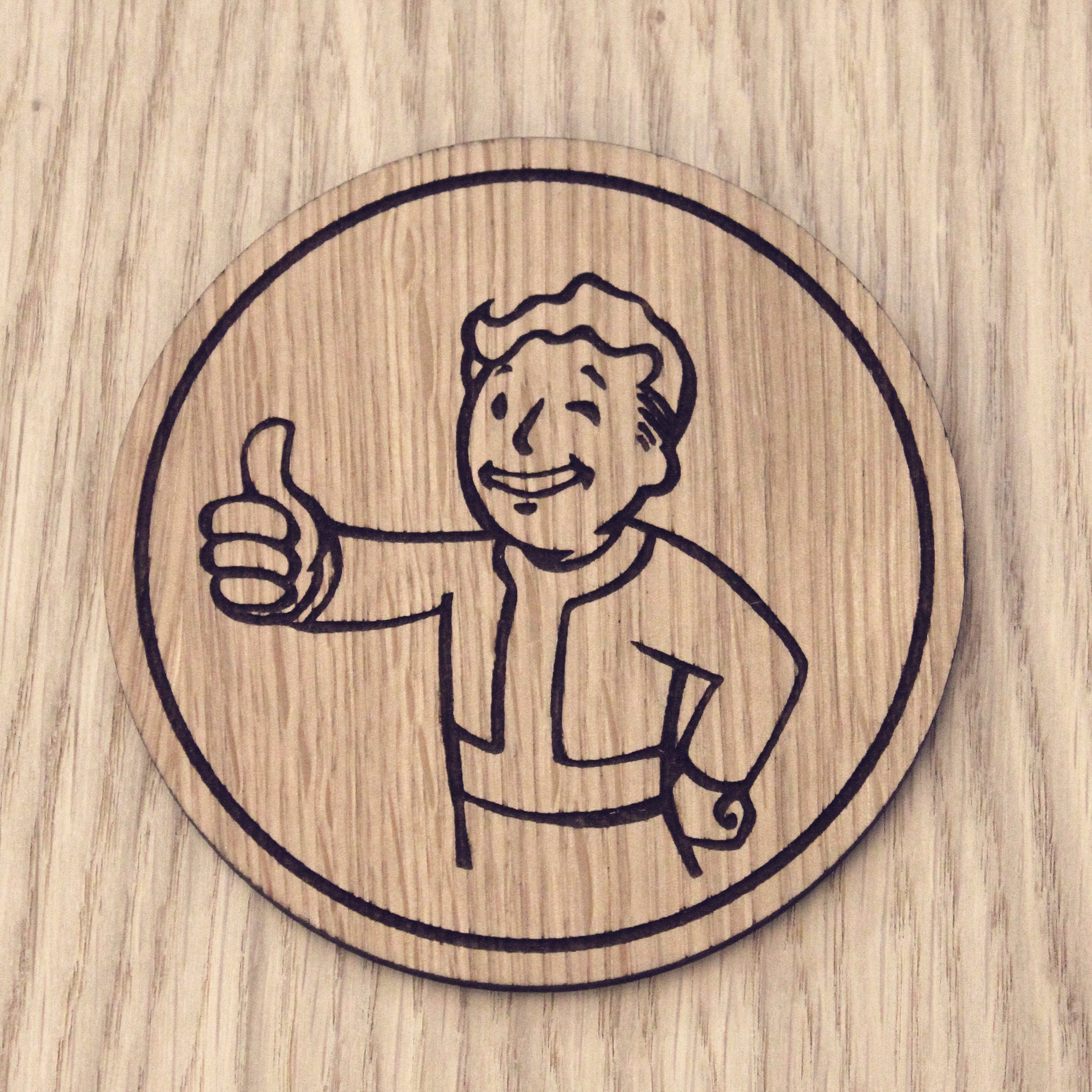 Laser cut wooden coaster. Pip boy fallout