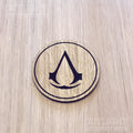 Laser cut wooden coaster. Creed