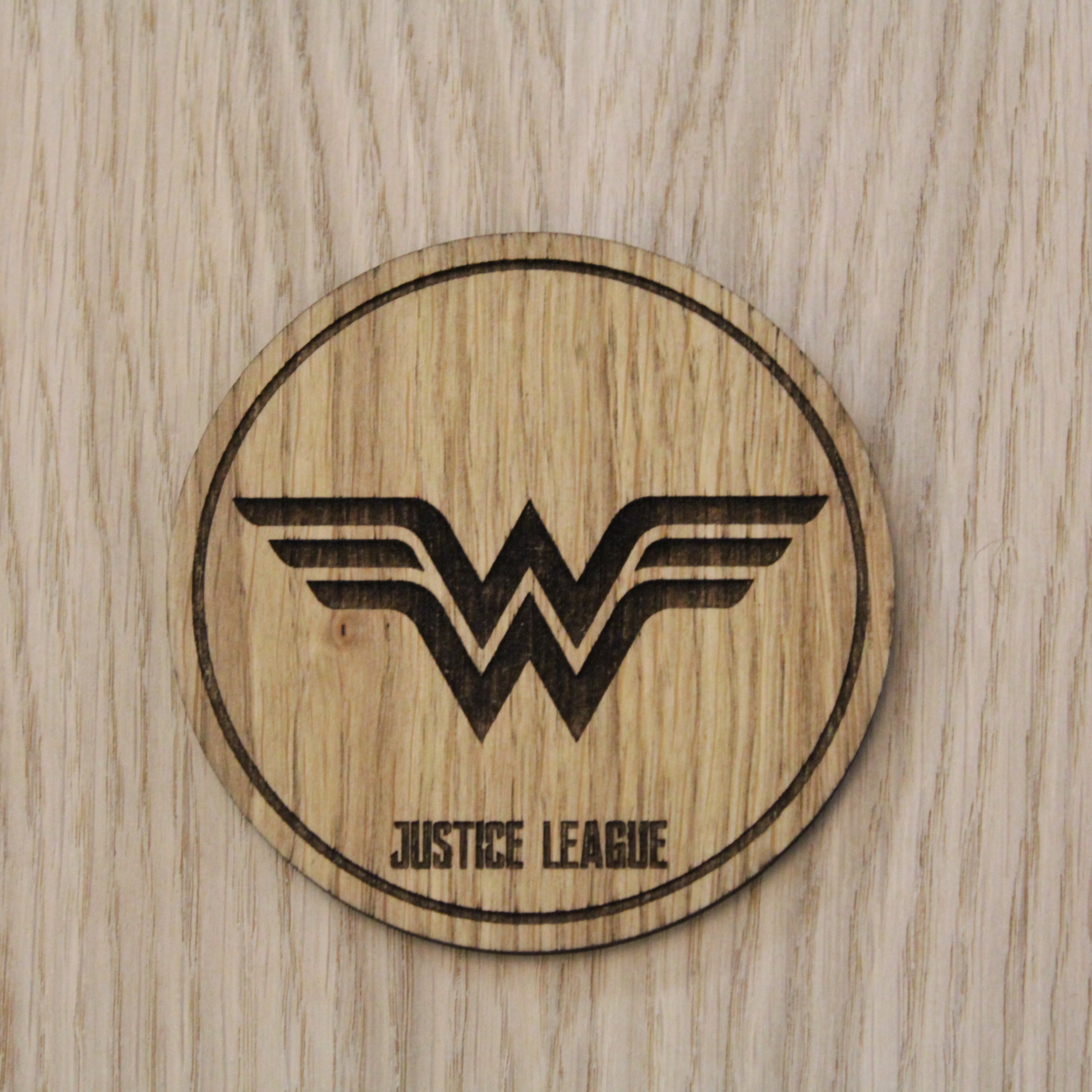 Laser cut wooden coaster. Wonder Woman