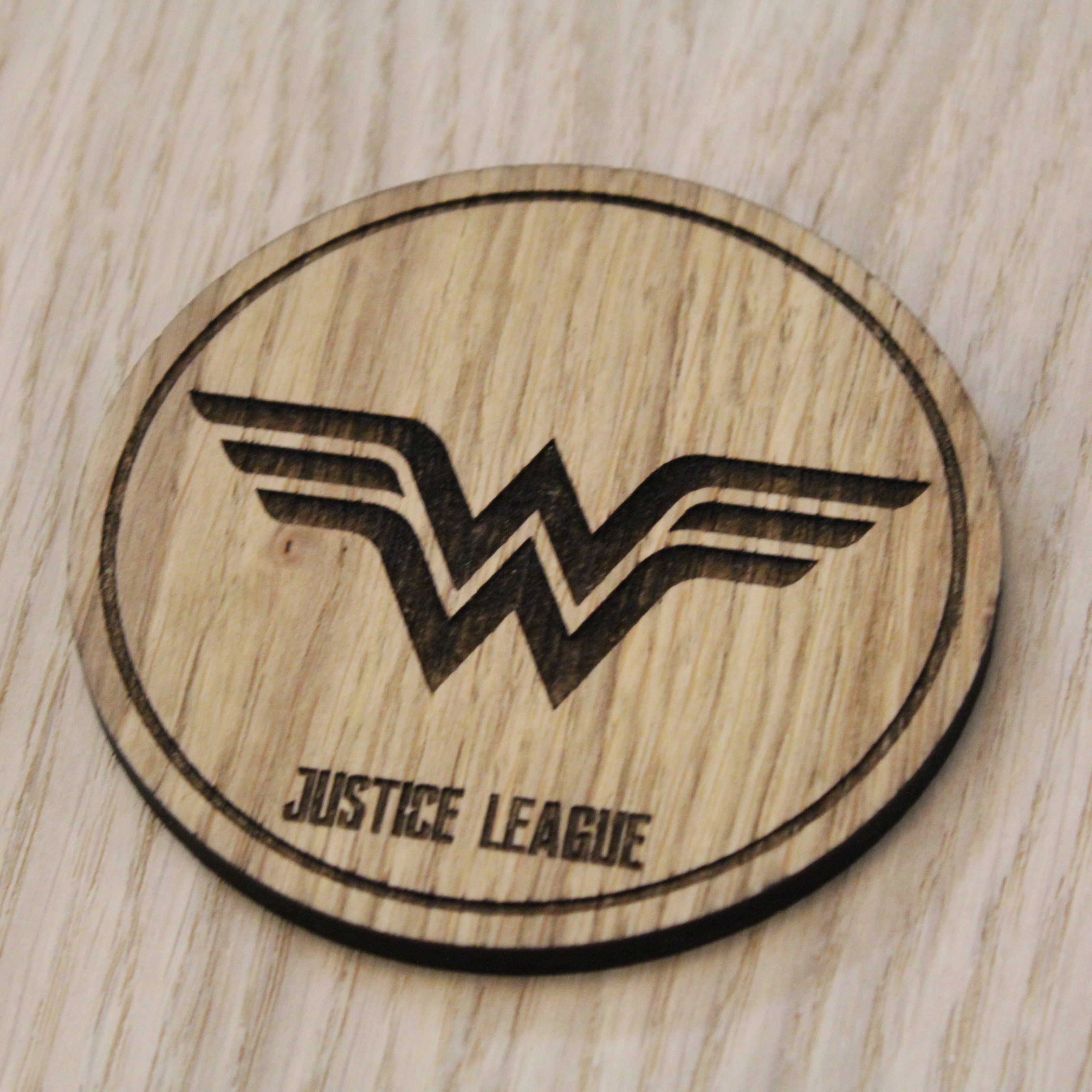 Laser cut wooden coaster. Wonder Woman