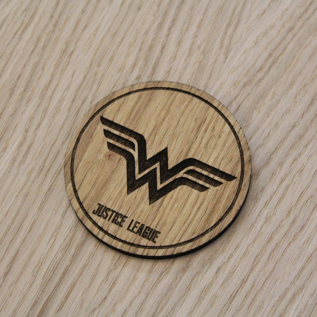 Laser cut wooden coaster. Wonder Woman
