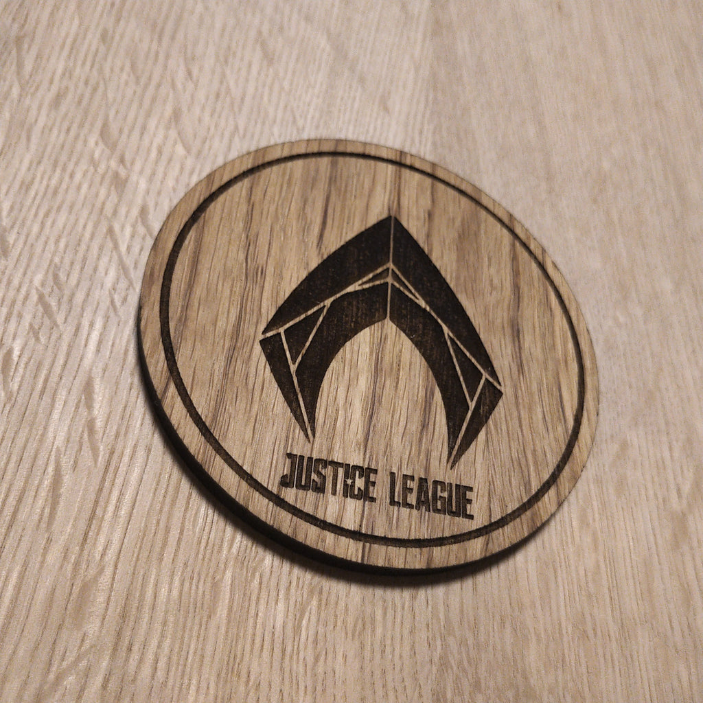 Laser cut wooden coaster. Aquaman