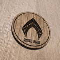 Laser cut wooden coaster. Aquaman
