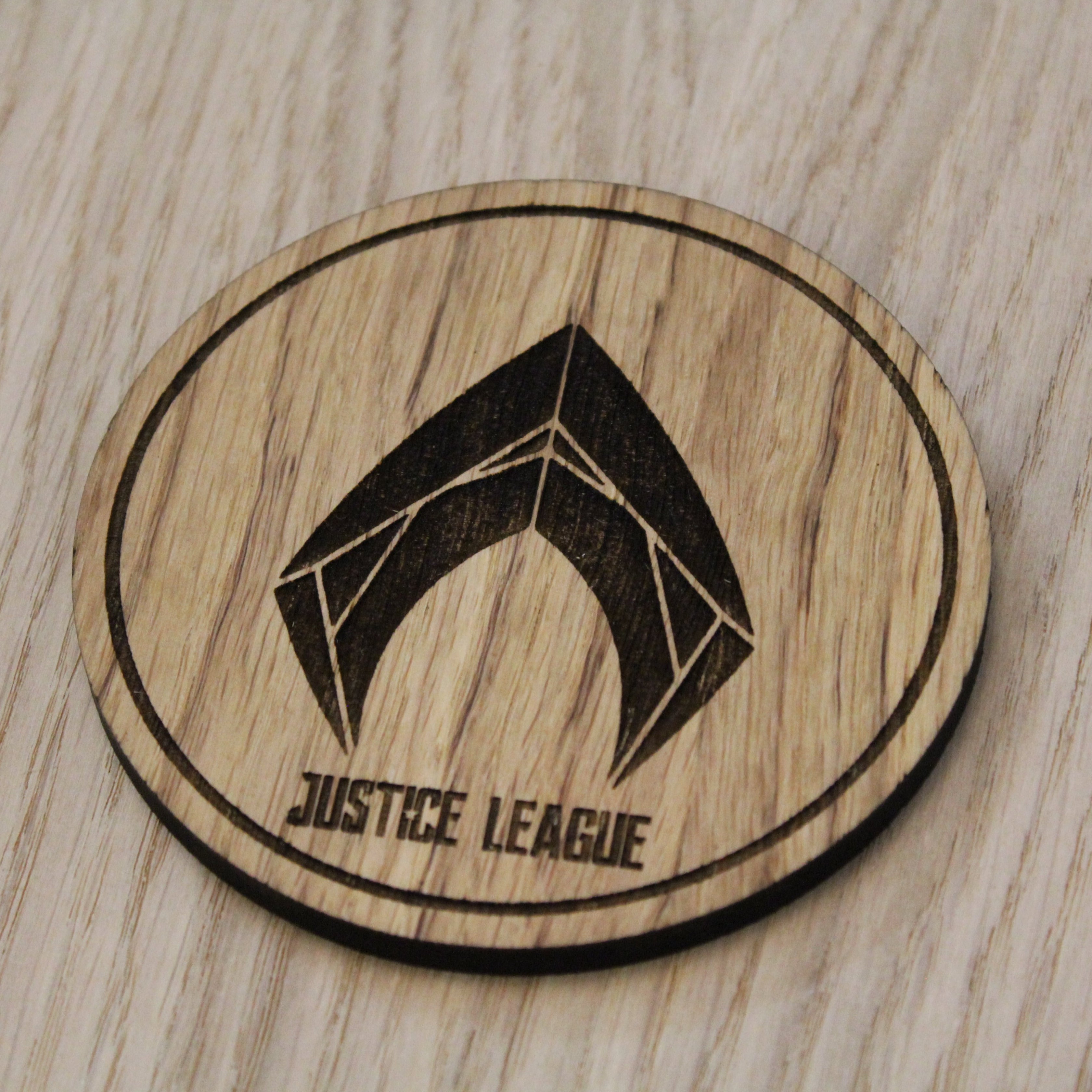 Laser cut wooden coaster. Aquaman