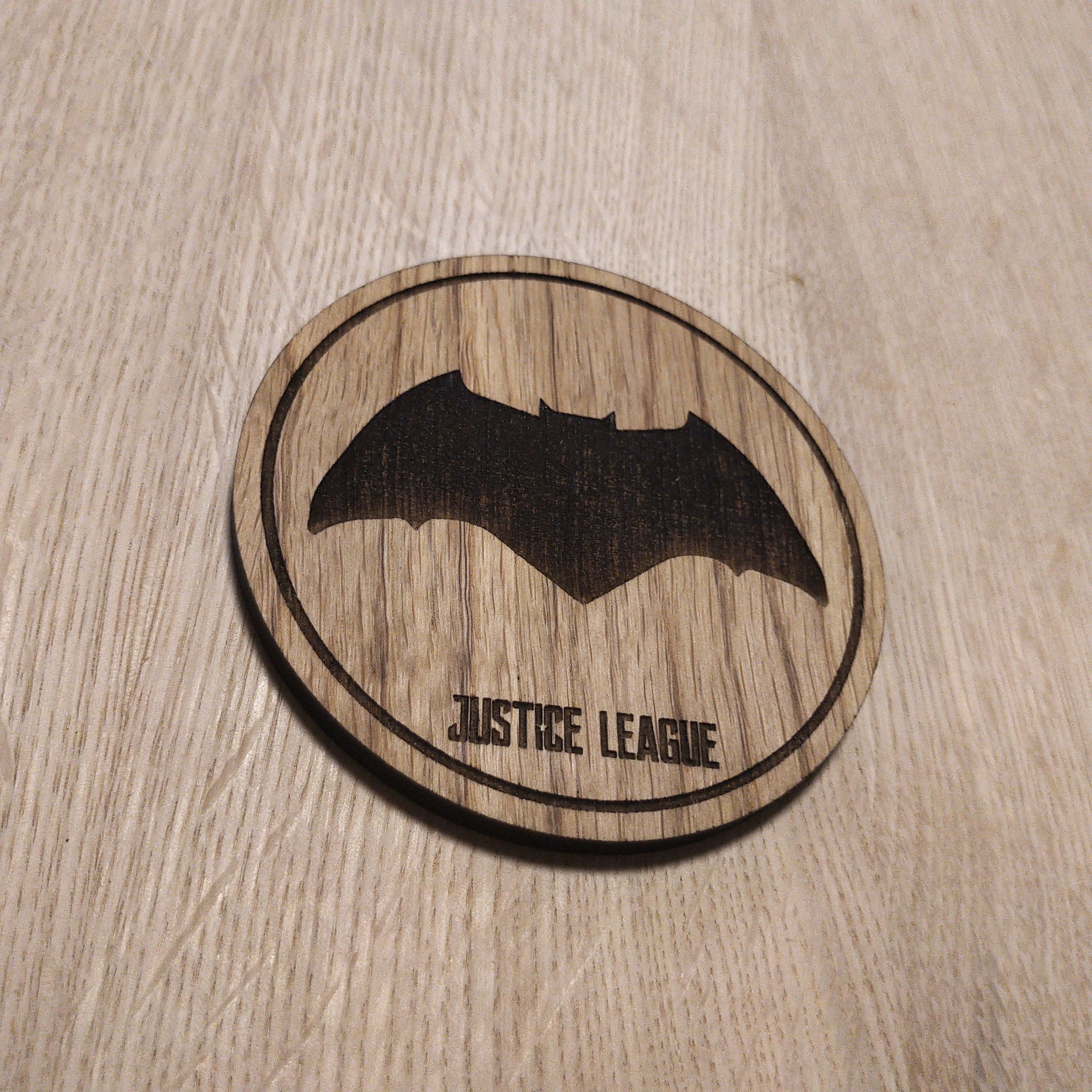 Laser cut wooden coaster. Batman
