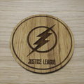 Laser cut wooden coaster. Flash