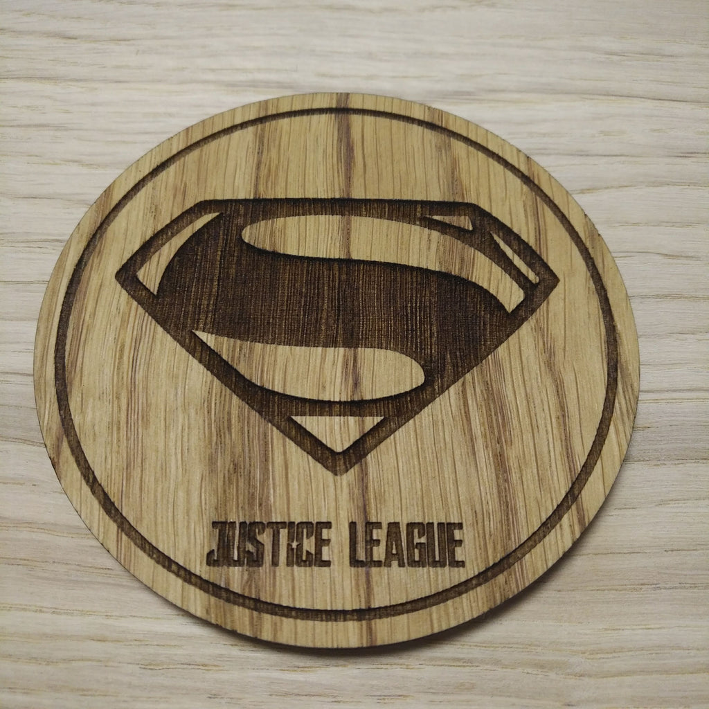 Laser cut wooden coaster. Superman