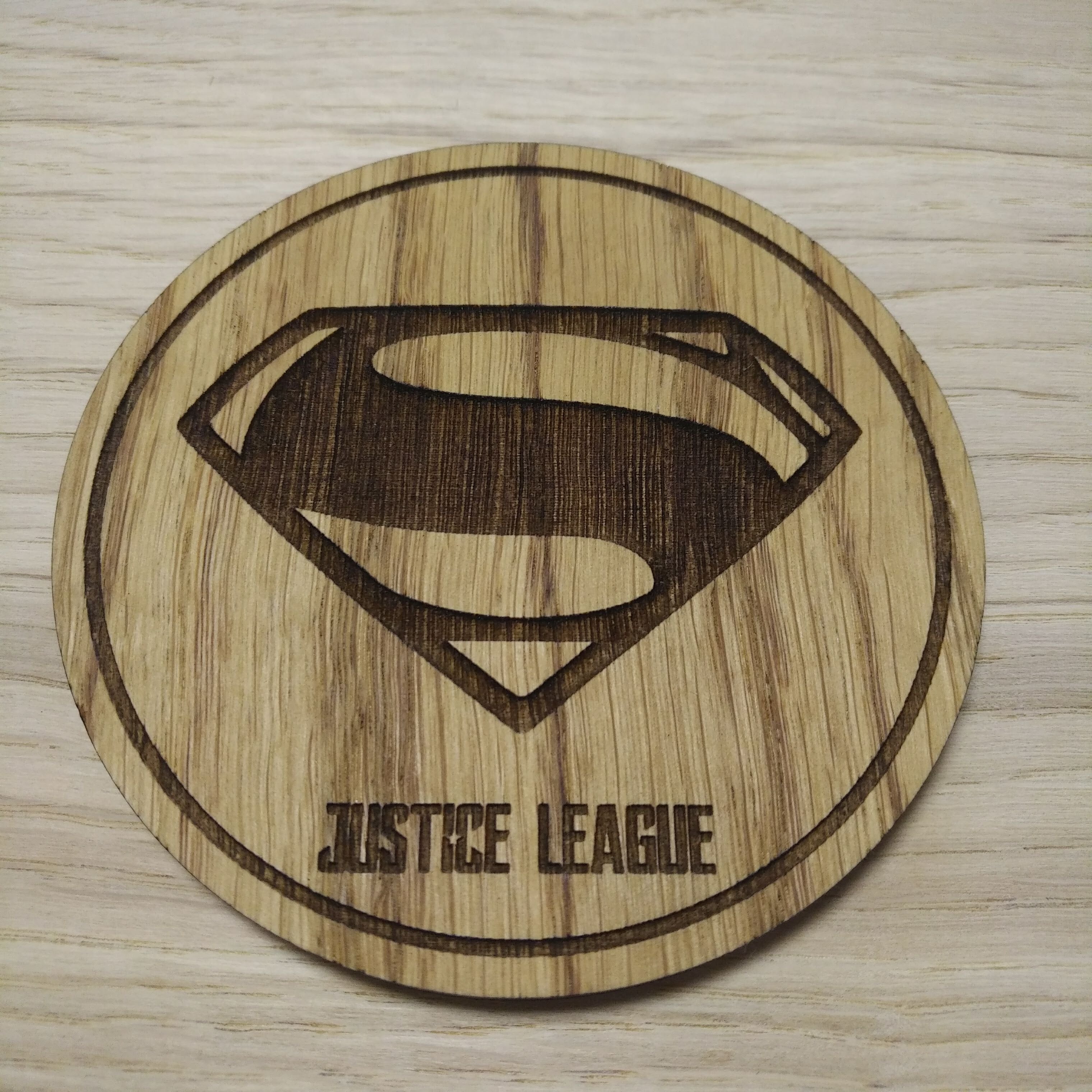 Laser cut wooden coaster. Superman