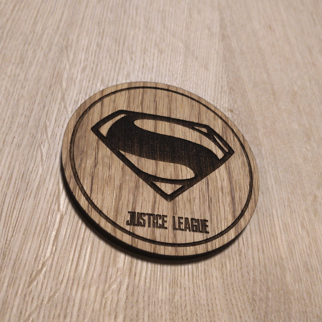Laser cut wooden coaster. Superman