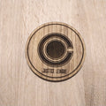 Laser cut wooden coaster. Cyborg