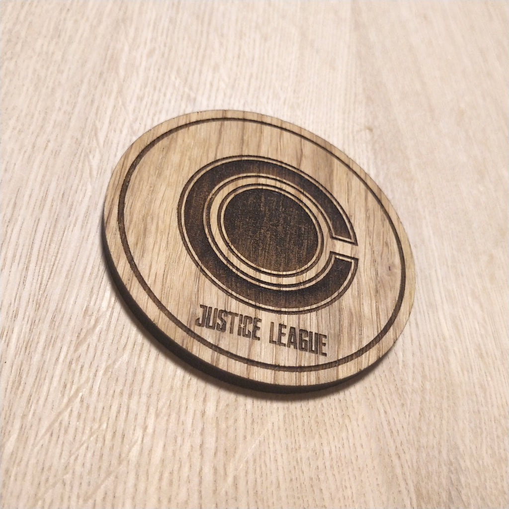 Laser cut wooden coaster. Cyborg