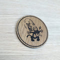 Laser cut wooden coaster. Itchy and Scratchy cartoon
