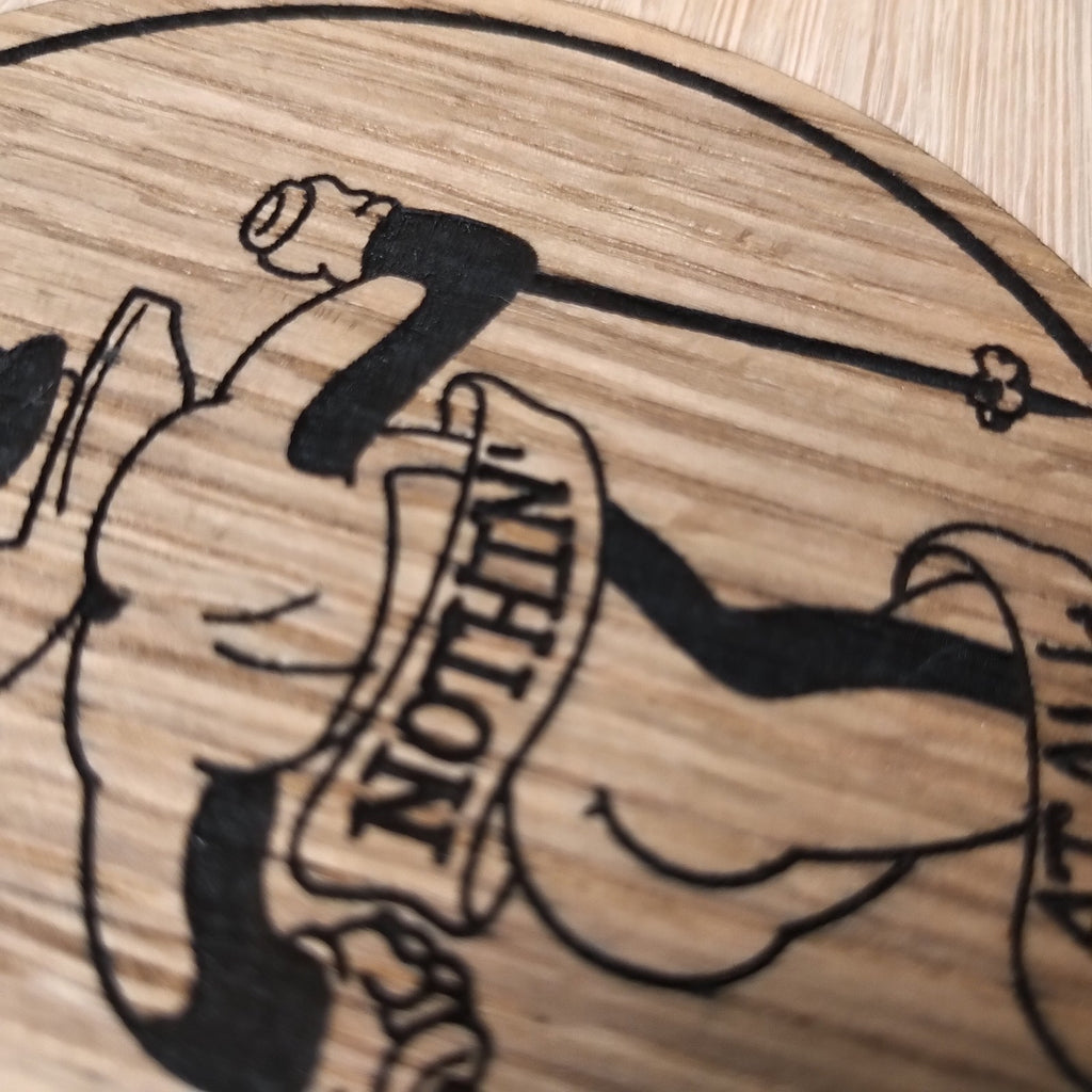 Laser cut wooden coaster personalised. Flanders nothing at all quote cartoon