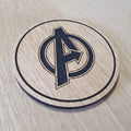 Laser cut wooden coaster. Avengers