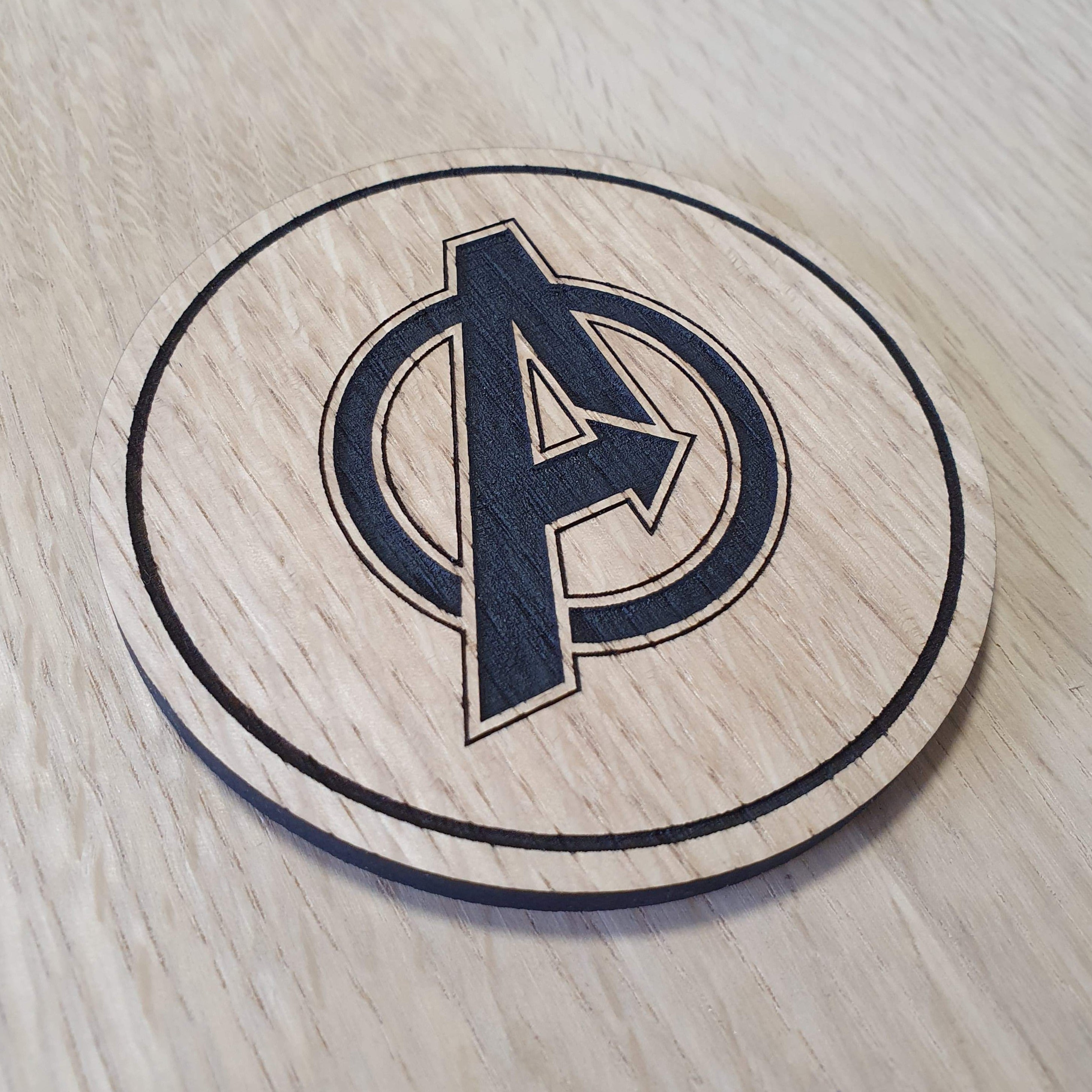 Laser cut wooden coaster. Avengers