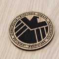 Laser cut wooden coaster. Avengers SHIELD