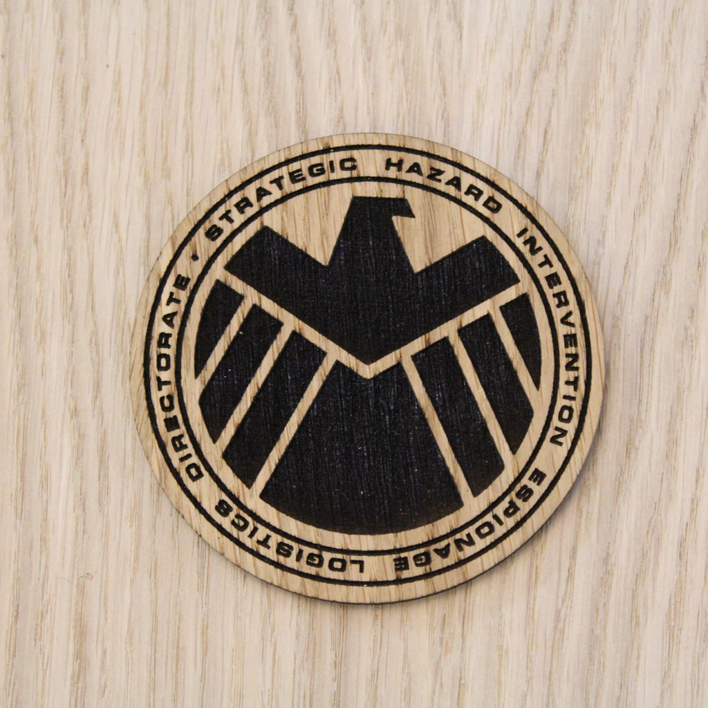 Laser cut wooden coaster. Avengers SHIELD