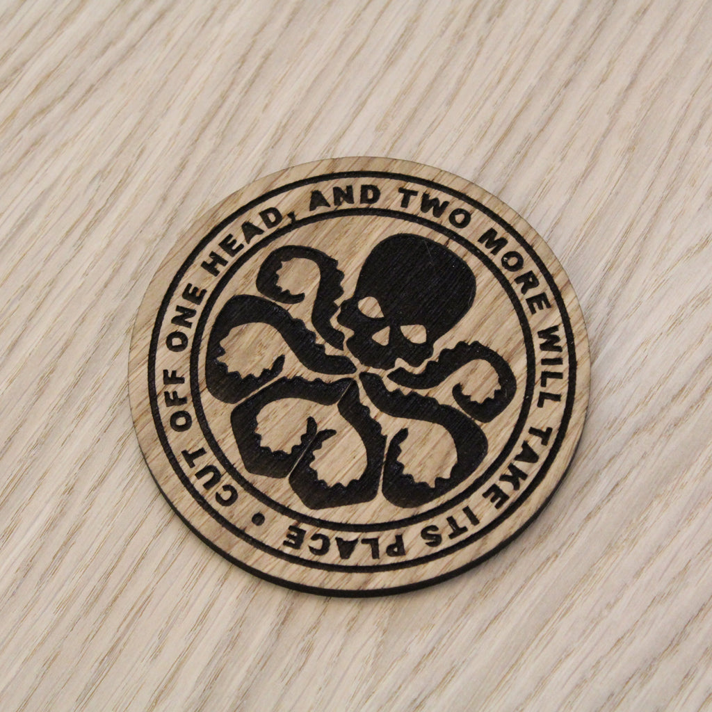 Laser cut wooden coaster personalised. HYDRA
