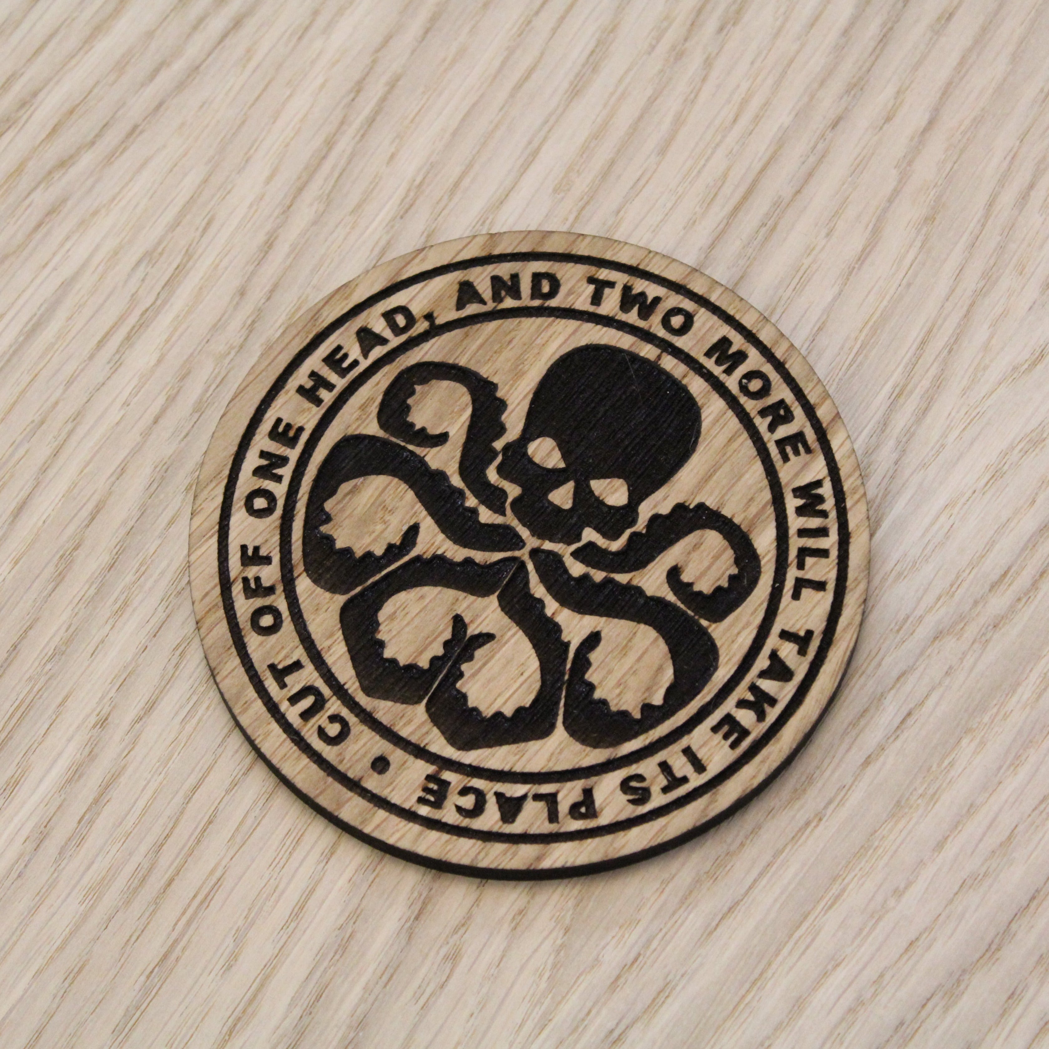 Laser cut wooden coaster personalised. HYDRA