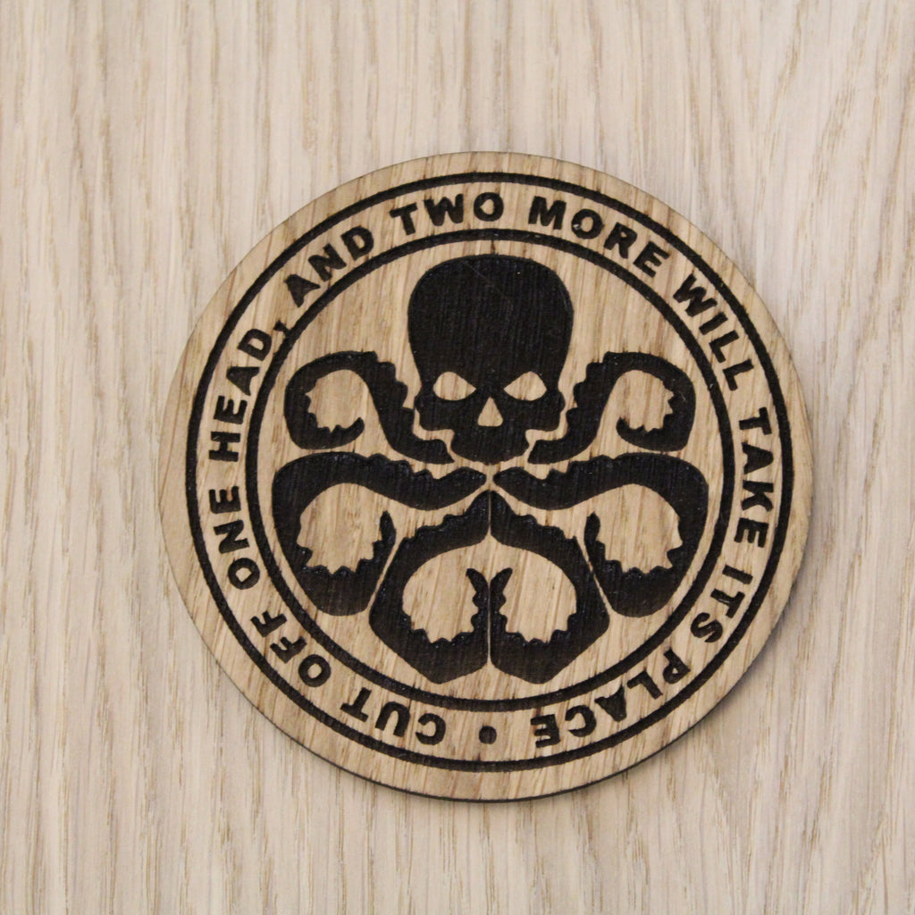 Laser cut wooden coaster personalised. HYDRA