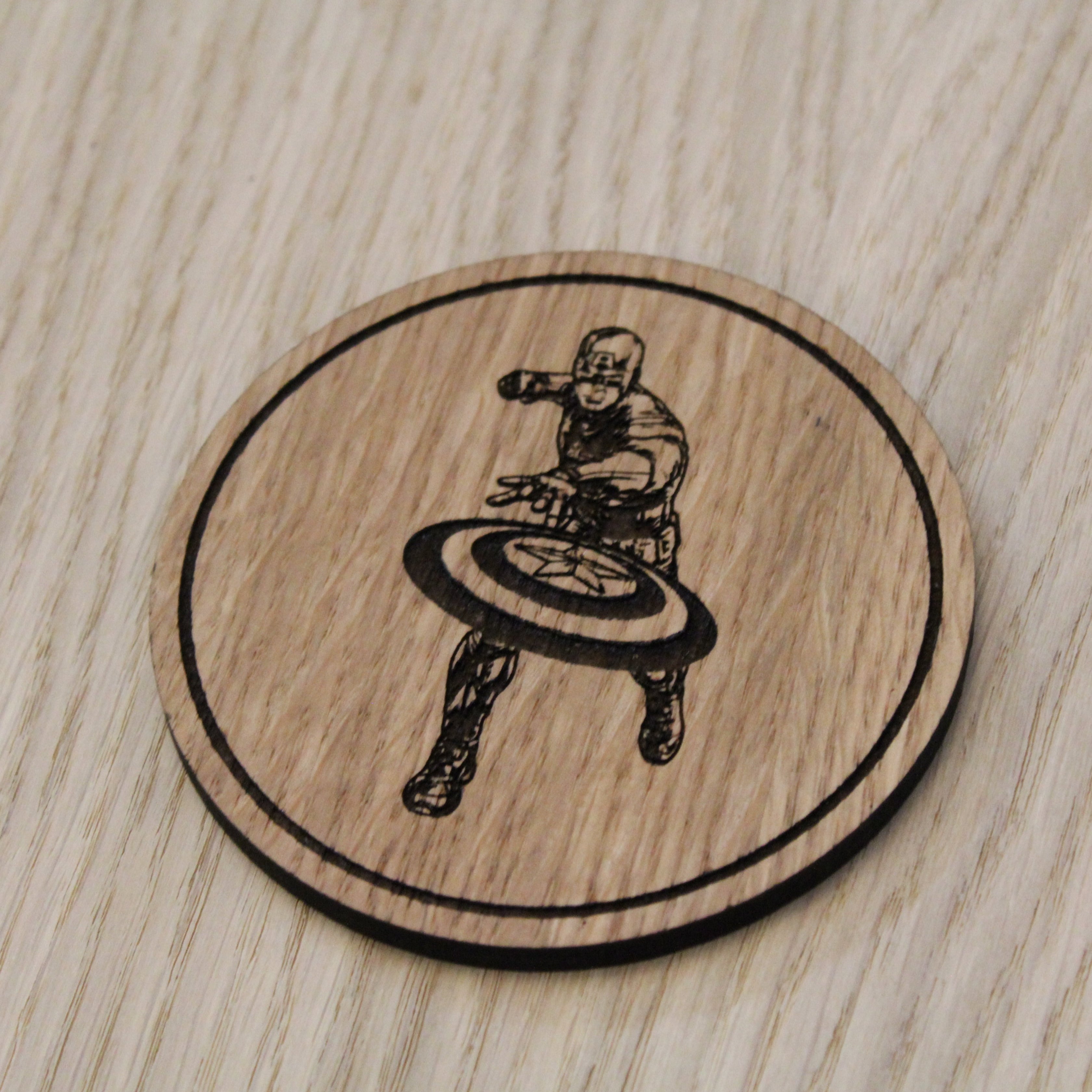 Laser cut wooden coaster personalised. Captain