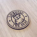 Laser cut wooden coaster personalised. Gauntlet Snap blip survivor