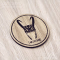 Laser cut wooden coaster personalised. I am Listening