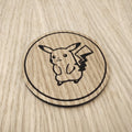 Laser cut wooden coaster. Pika