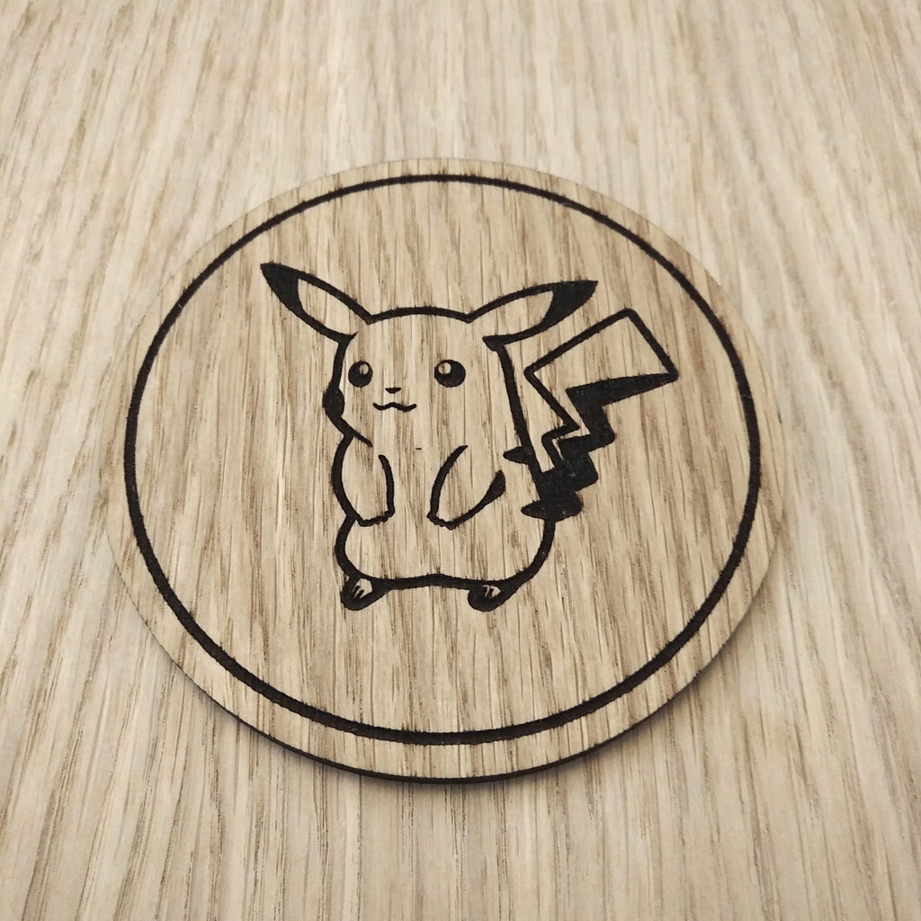 Laser cut wooden coaster. Pika