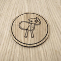 Laser cut wooden coaster. Mew