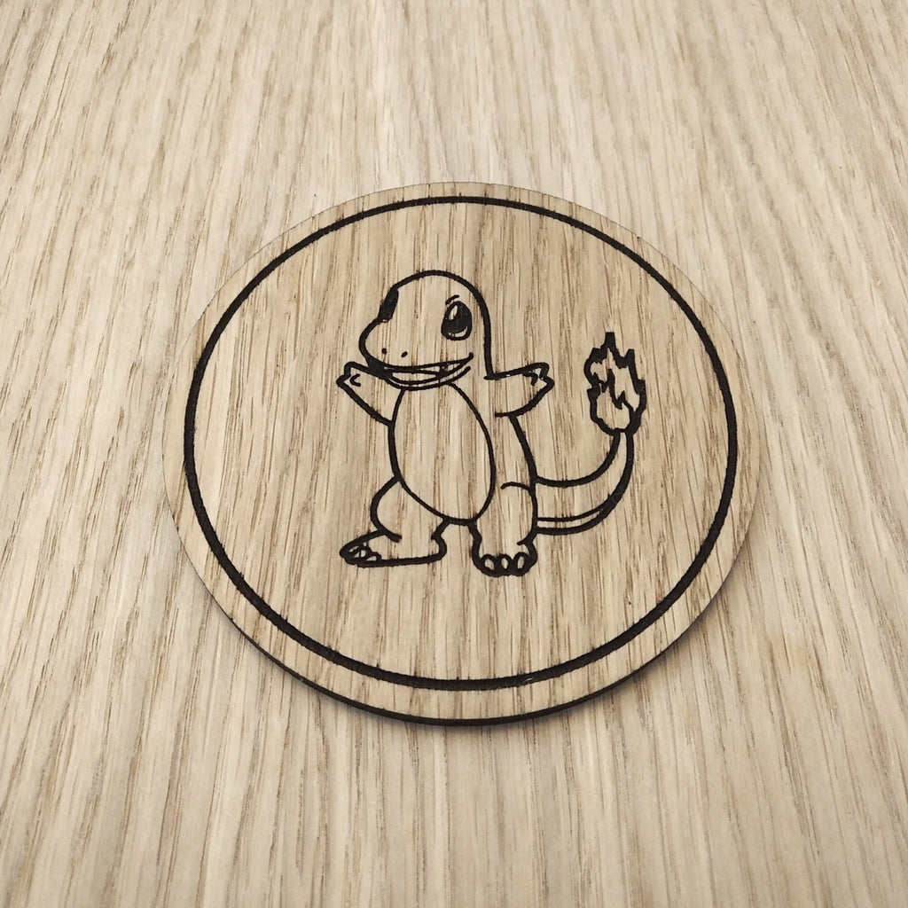 Laser cut wooden coaster. Charmander