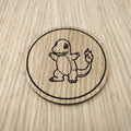 Laser cut wooden coaster. Charmander