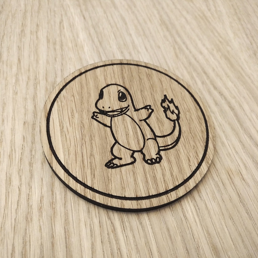Laser cut wooden coaster. Charmander