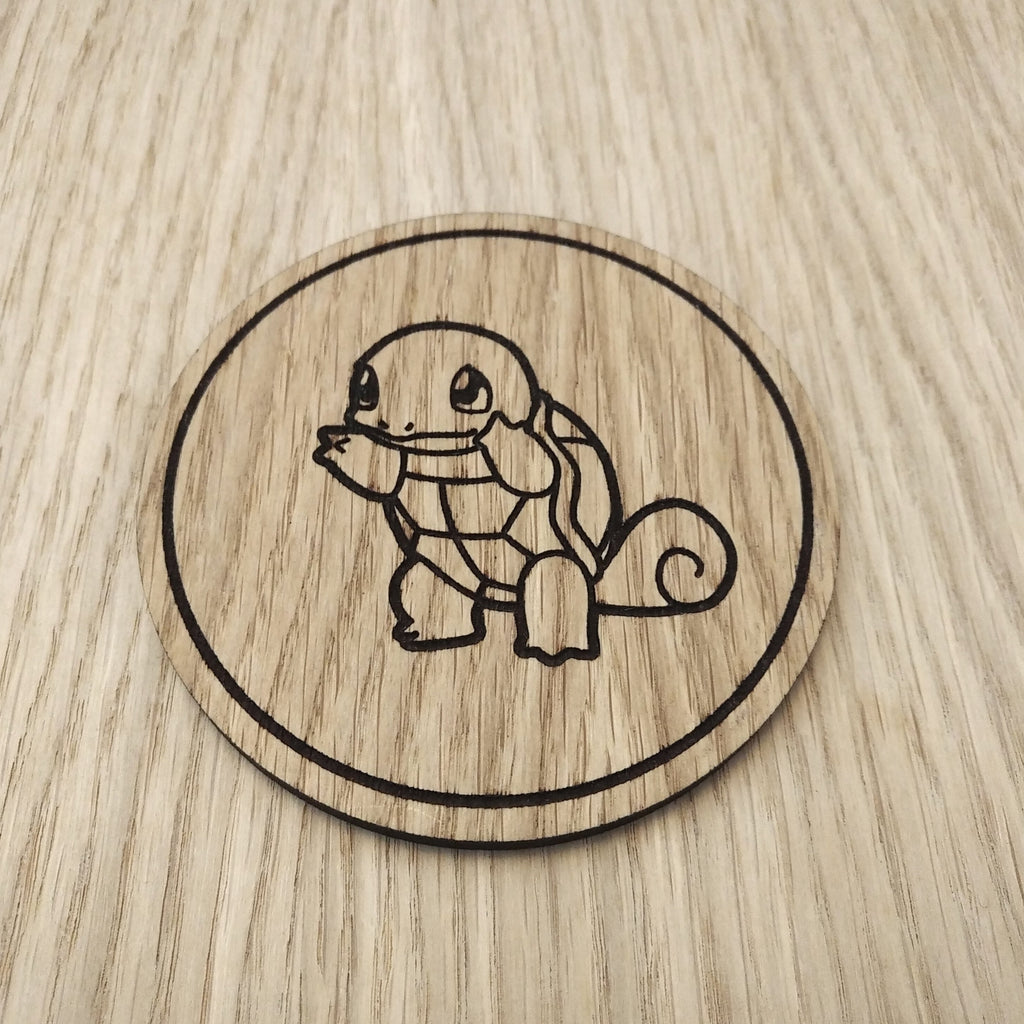 Laser cut wooden coaster. Squirtle