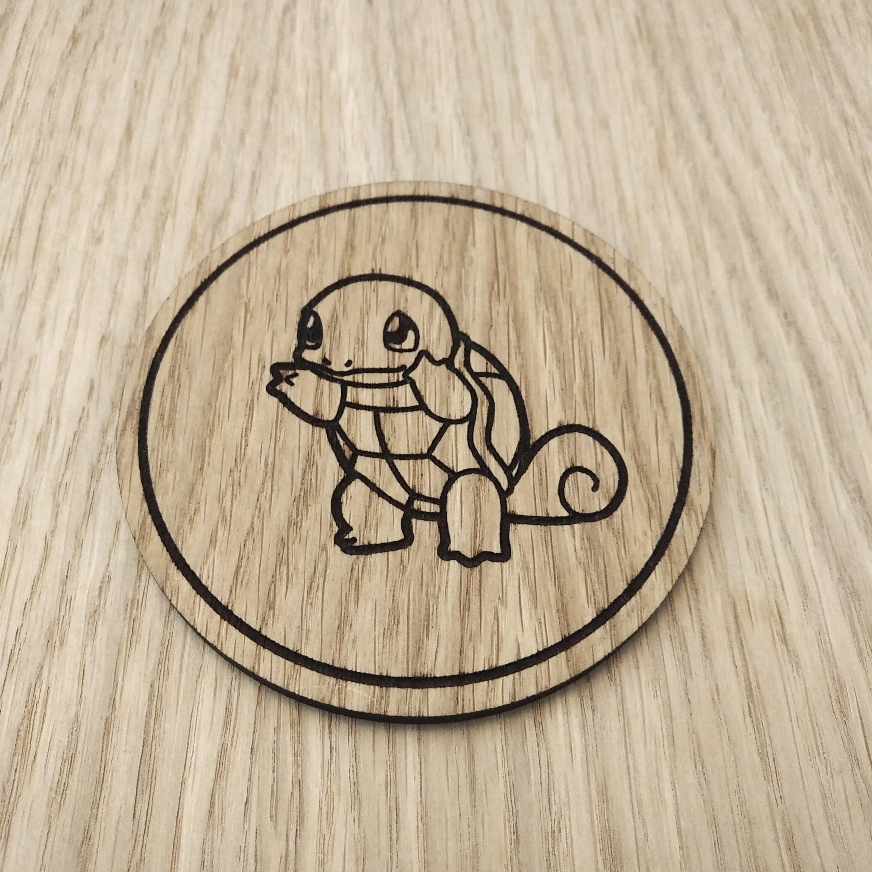 Laser cut wooden coaster. Squirtle