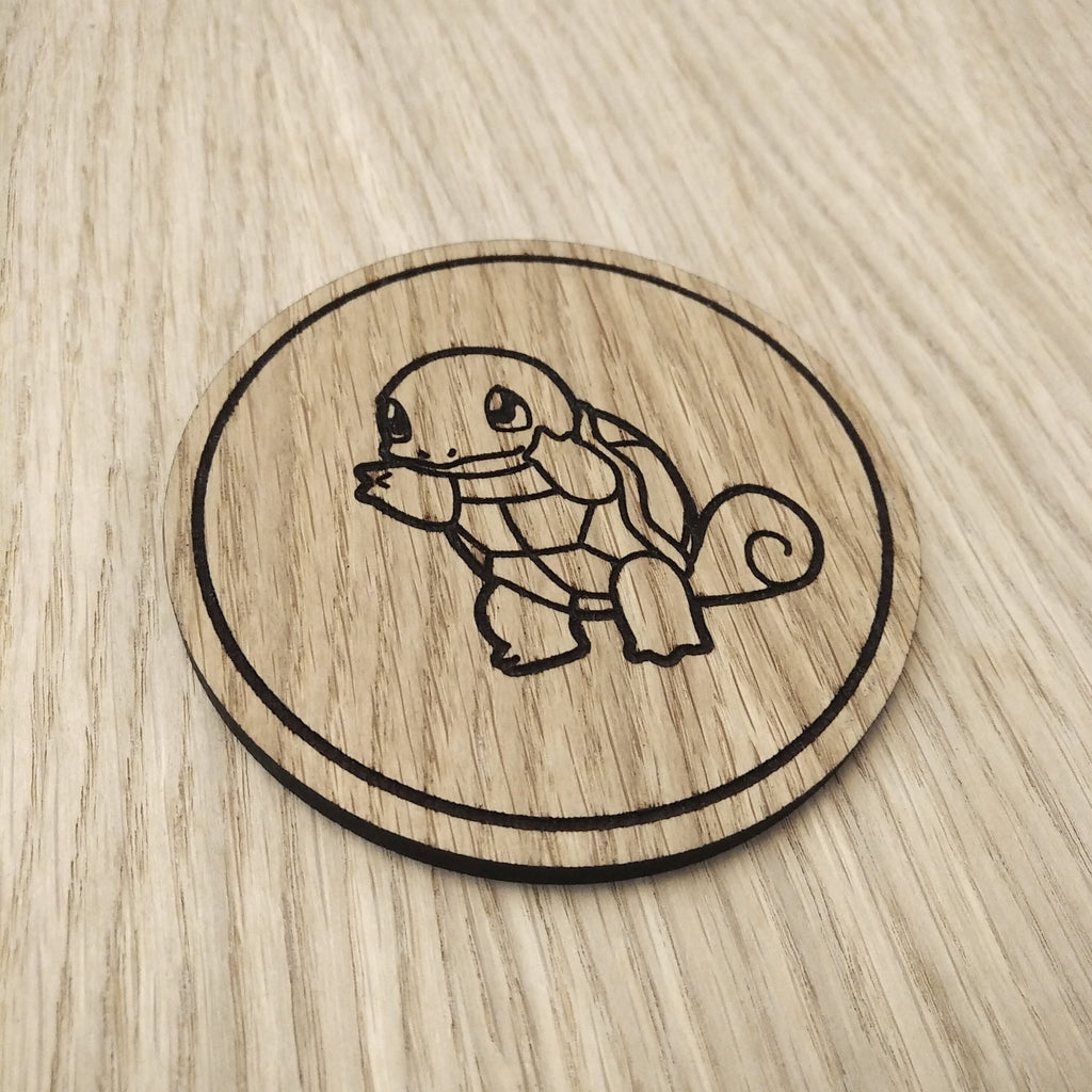Laser cut wooden coaster. Squirtle