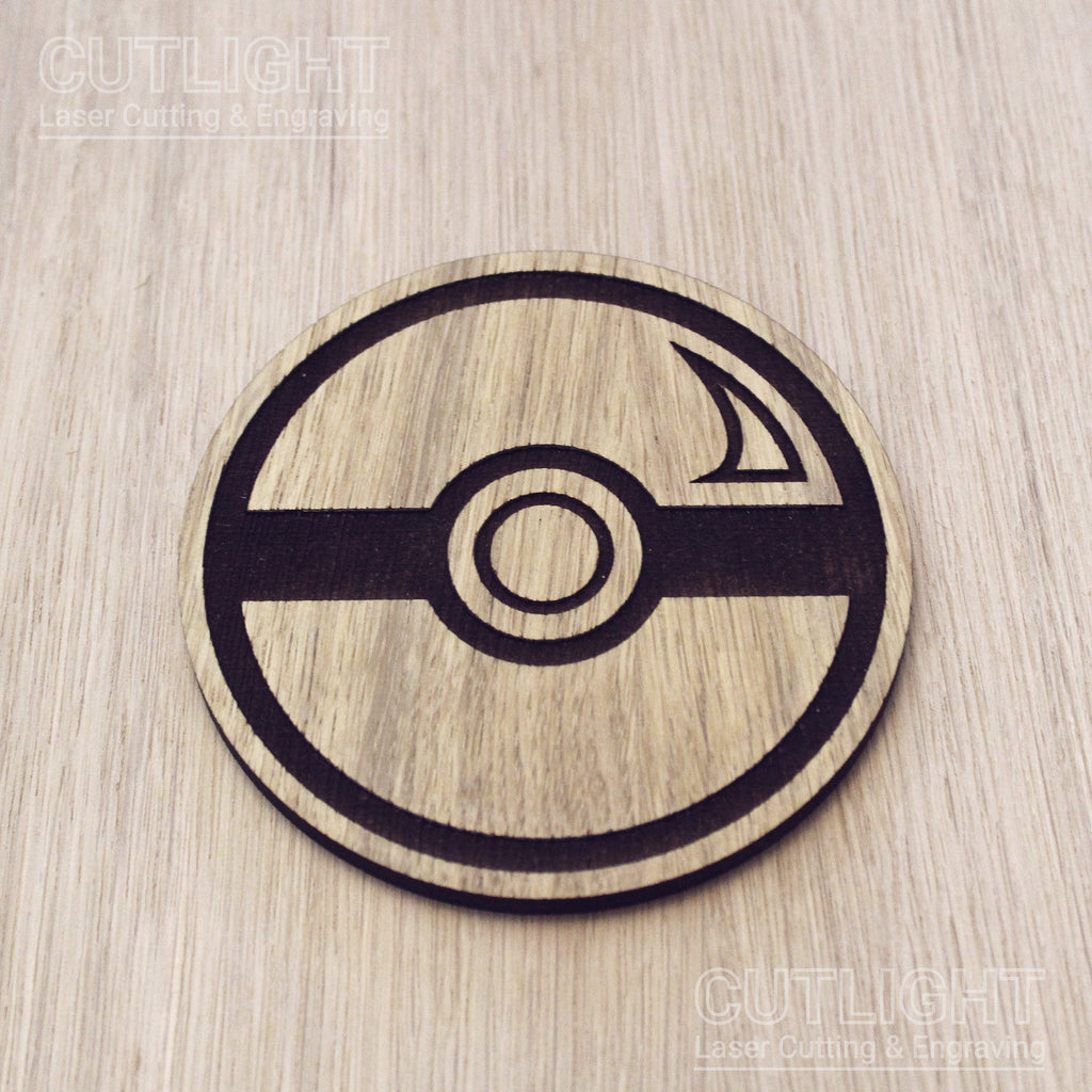 Laser cut wooden coaster. Ball