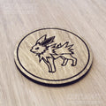 Laser cut wooden coaster. Eevee Jolteon