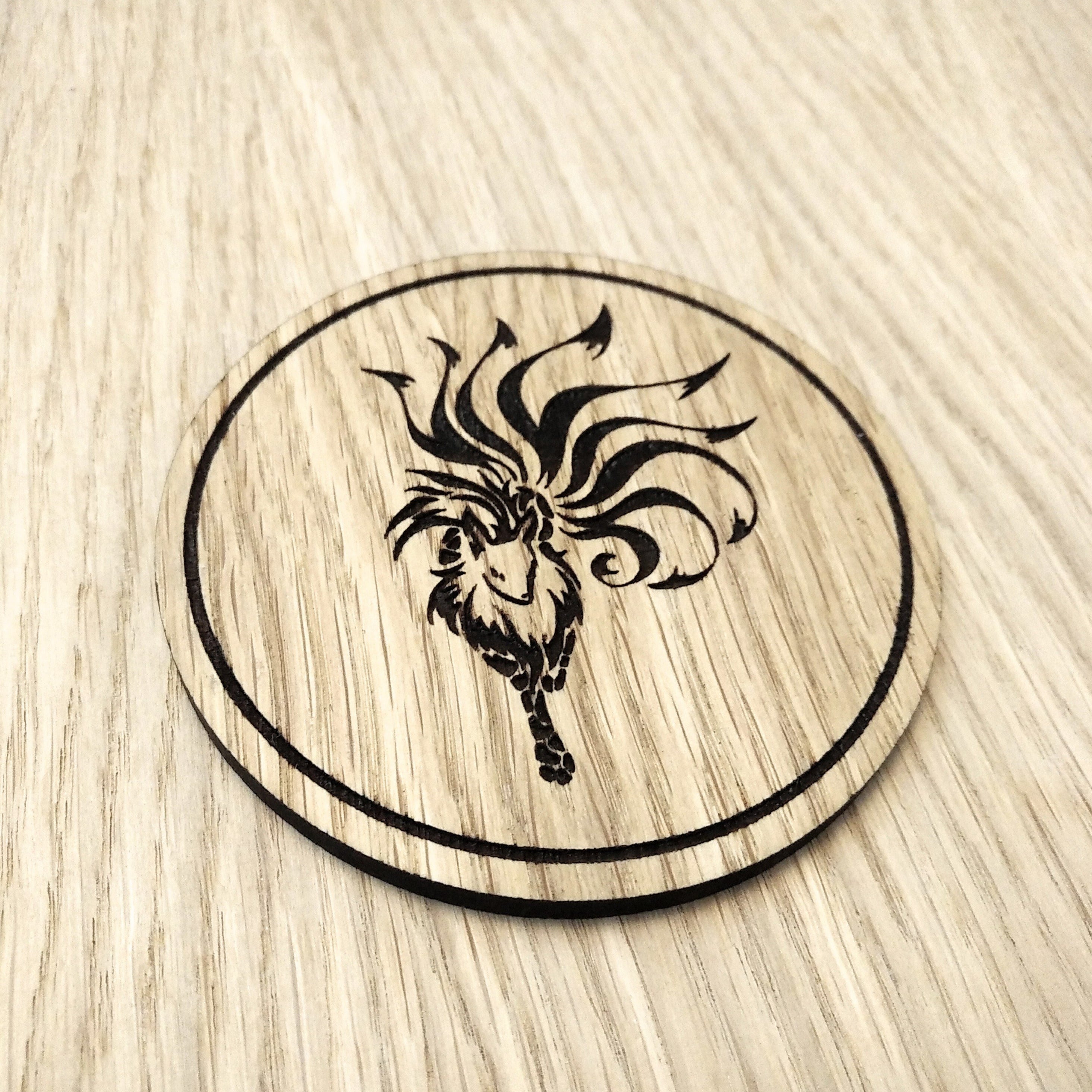 Laser cut wooden coaster. Eevee Nine Tails