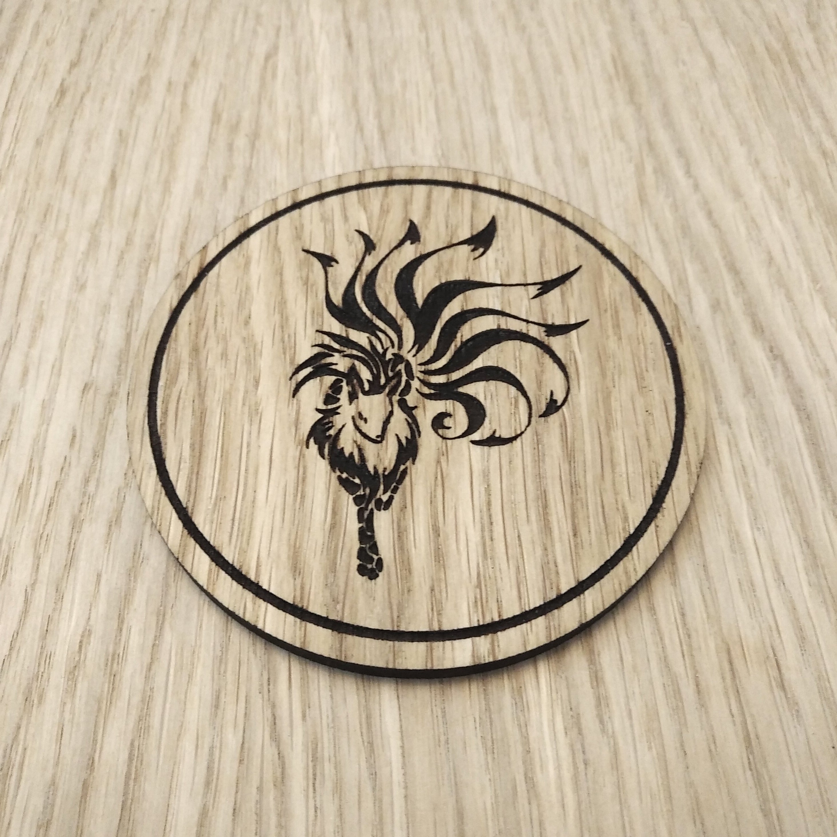 Laser cut wooden coaster. Eevee Nine Tails