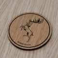 Laser cut wooden coaster.  House Baratheon