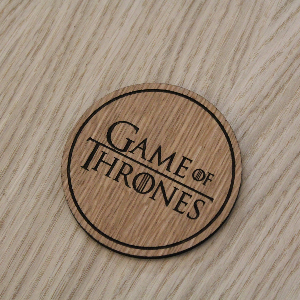 Laser cut wooden coaster.  Thrones