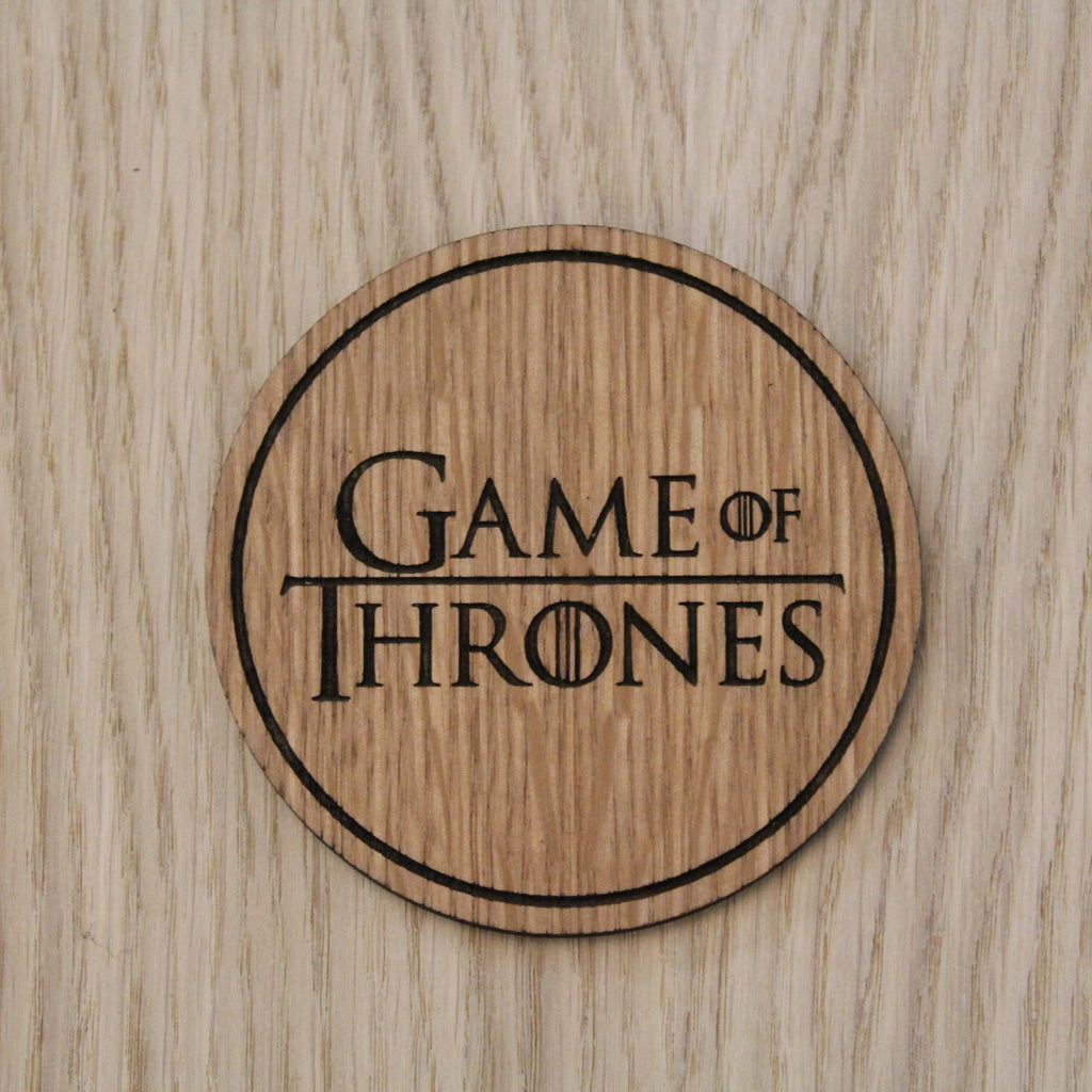 Laser cut wooden coaster.  Thrones