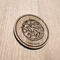 Laser cut wooden coaster. House Targaryen