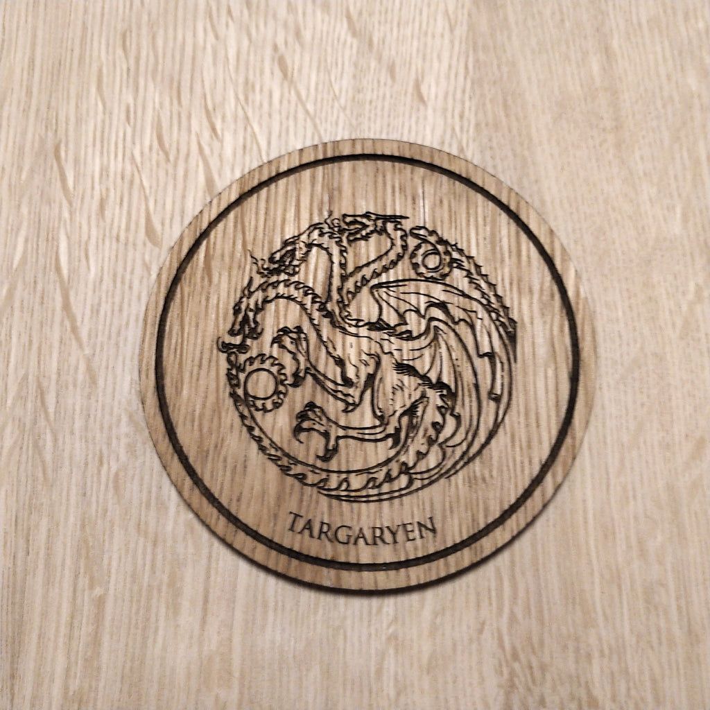 Laser cut wooden coaster. House Targaryen