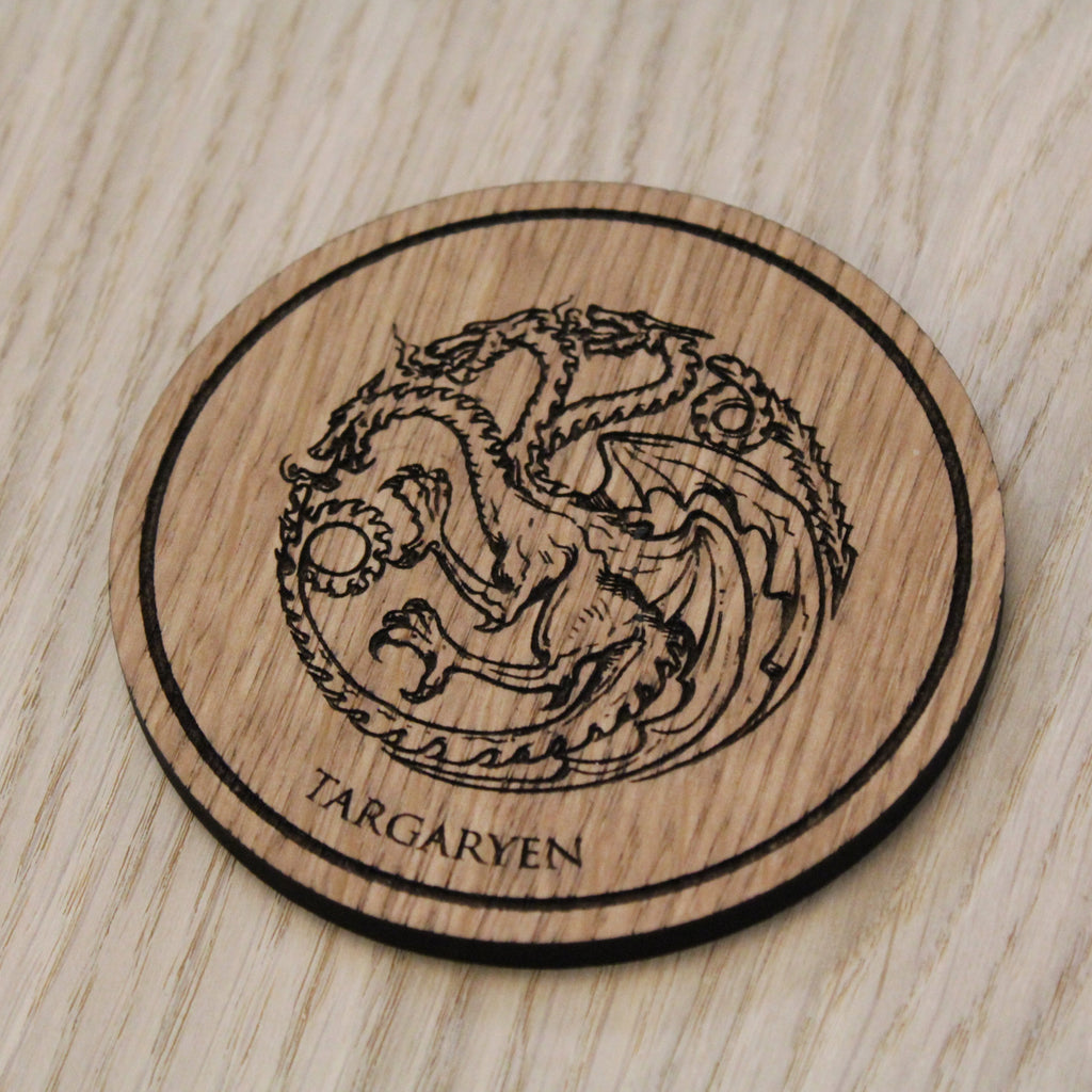 Laser cut wooden coaster. House Targaryen