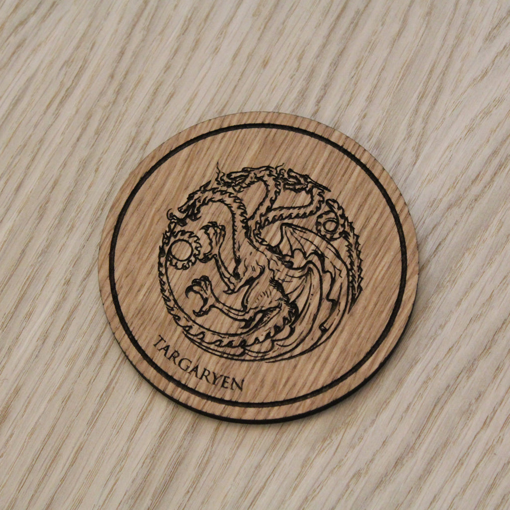Laser cut wooden coaster. House Targaryen