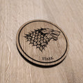 Laser cut wooden coaster. House Stark