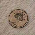 Laser cut wooden coaster personalised. LOTR white tree of Gondor