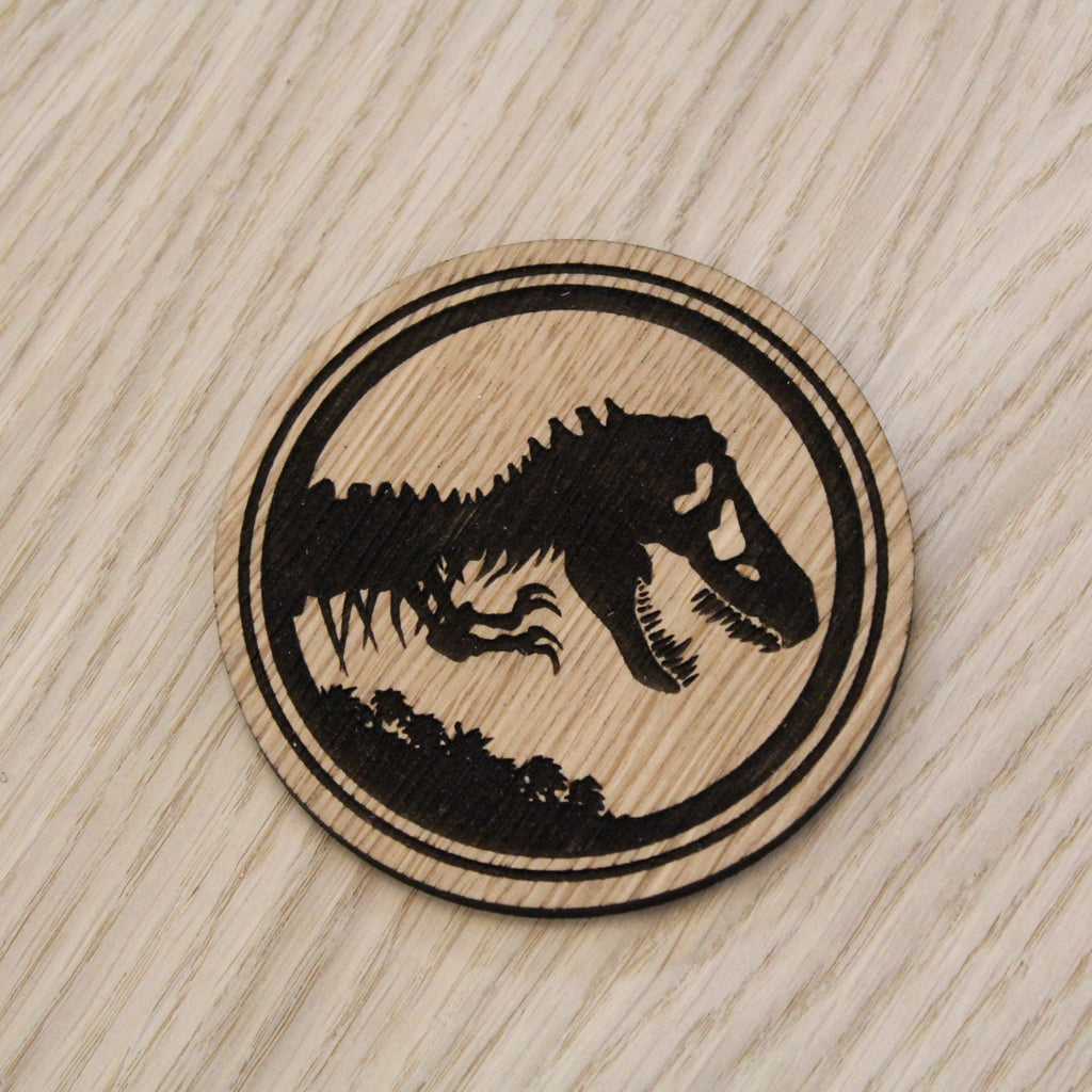 Laser cut wooden coaster personalised. T-rex